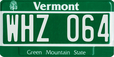 VT license plate WHZ064