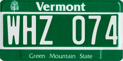 VT license plate WHZ074