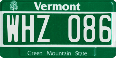 VT license plate WHZ086