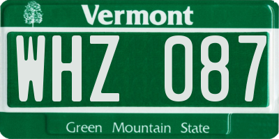VT license plate WHZ087