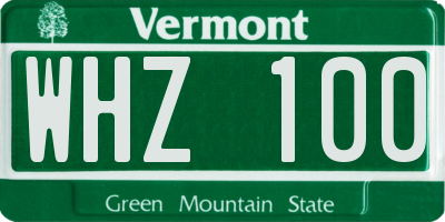 VT license plate WHZ100