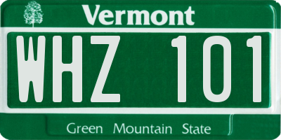 VT license plate WHZ101