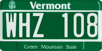 VT license plate WHZ108