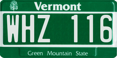 VT license plate WHZ116