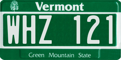 VT license plate WHZ121
