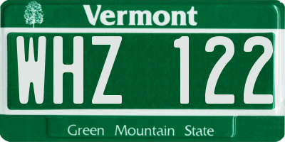 VT license plate WHZ122
