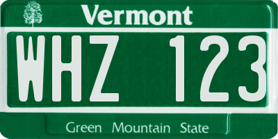 VT license plate WHZ123