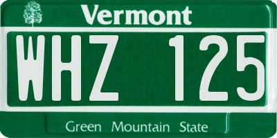 VT license plate WHZ125