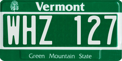 VT license plate WHZ127