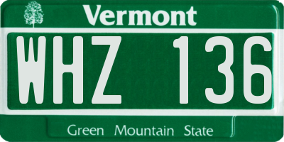 VT license plate WHZ136