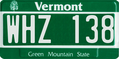 VT license plate WHZ138