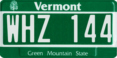 VT license plate WHZ144