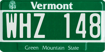 VT license plate WHZ148