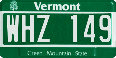 VT license plate WHZ149