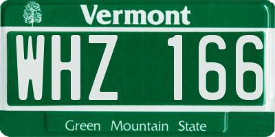 VT license plate WHZ166