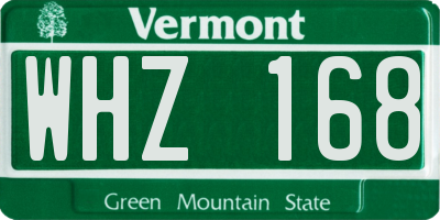 VT license plate WHZ168
