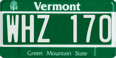 VT license plate WHZ170