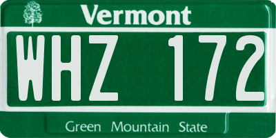 VT license plate WHZ172