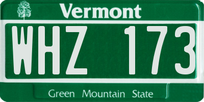 VT license plate WHZ173