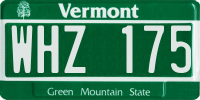 VT license plate WHZ175