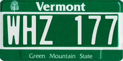 VT license plate WHZ177