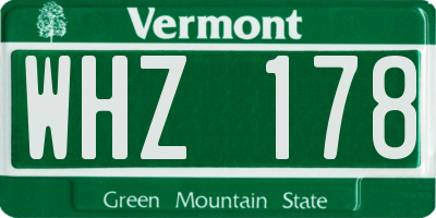 VT license plate WHZ178