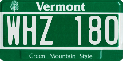 VT license plate WHZ180
