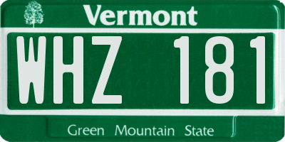 VT license plate WHZ181