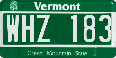 VT license plate WHZ183