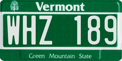 VT license plate WHZ189