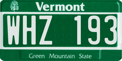 VT license plate WHZ193