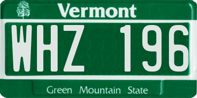 VT license plate WHZ196