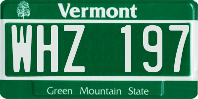 VT license plate WHZ197