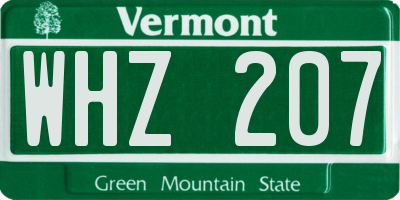 VT license plate WHZ207