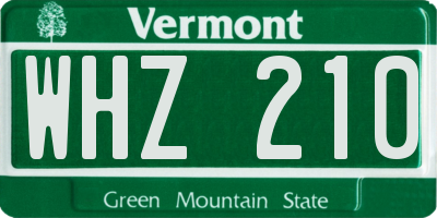VT license plate WHZ210