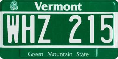 VT license plate WHZ215