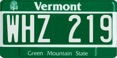VT license plate WHZ219