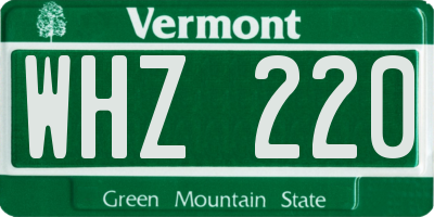 VT license plate WHZ220