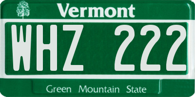 VT license plate WHZ222
