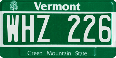 VT license plate WHZ226