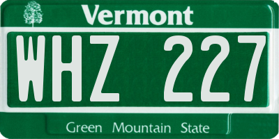 VT license plate WHZ227
