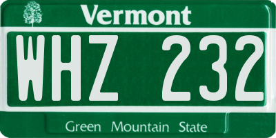 VT license plate WHZ232