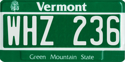 VT license plate WHZ236