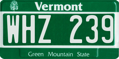 VT license plate WHZ239