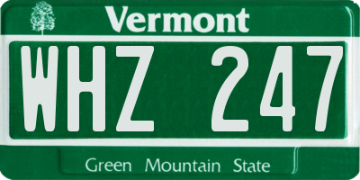 VT license plate WHZ247