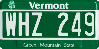VT license plate WHZ249