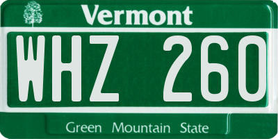 VT license plate WHZ260