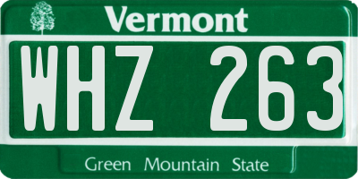 VT license plate WHZ263
