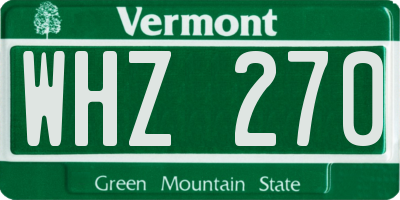 VT license plate WHZ270