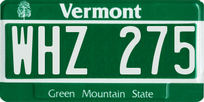 VT license plate WHZ275